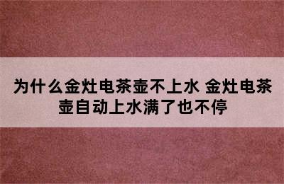 为什么金灶电茶壶不上水 金灶电茶壶自动上水满了也不停